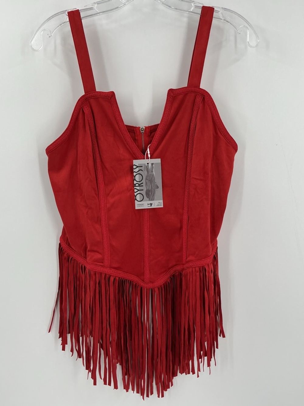 oyrosy fringe tank top red new medium - Picture 7 of 8